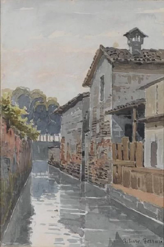 La roggia Bolagnos presso il Bastione di P. Romana, 1890 - 1910, Civiche Raccolte Storiche. Museo di Milano